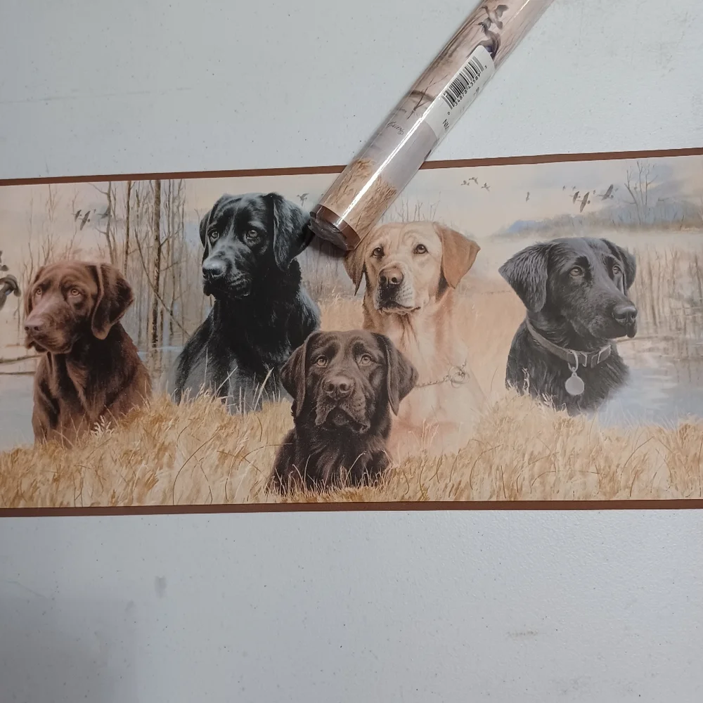 Wallpaper Border Hunting Labador Retrievers Brown Trim